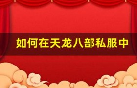 如何在天龙八部私服中组建一支无敌战队，秘诀曝光